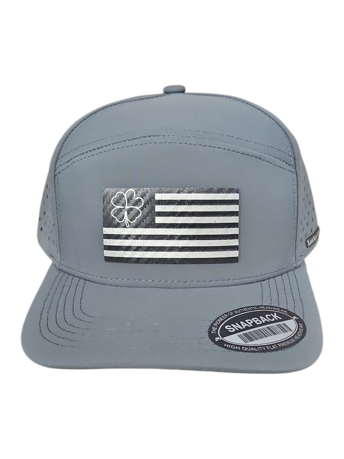 Patriotic Black & Silver 6 Panel Lazer Cut