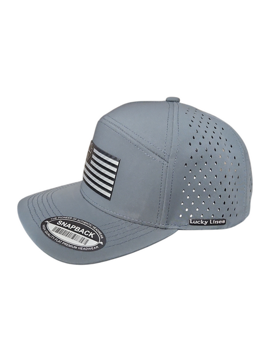 Patriotic Black & Silver 6 Panel Lazer Cut